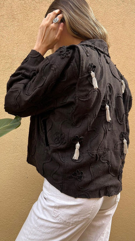 Veste Pompons Marron
