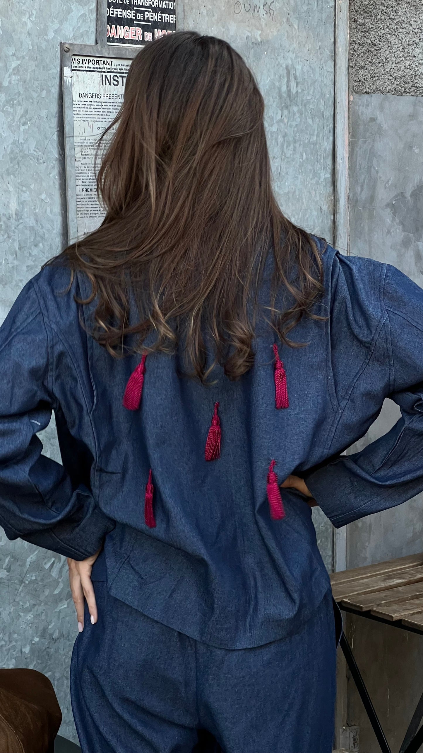 Veste Pompons Denim