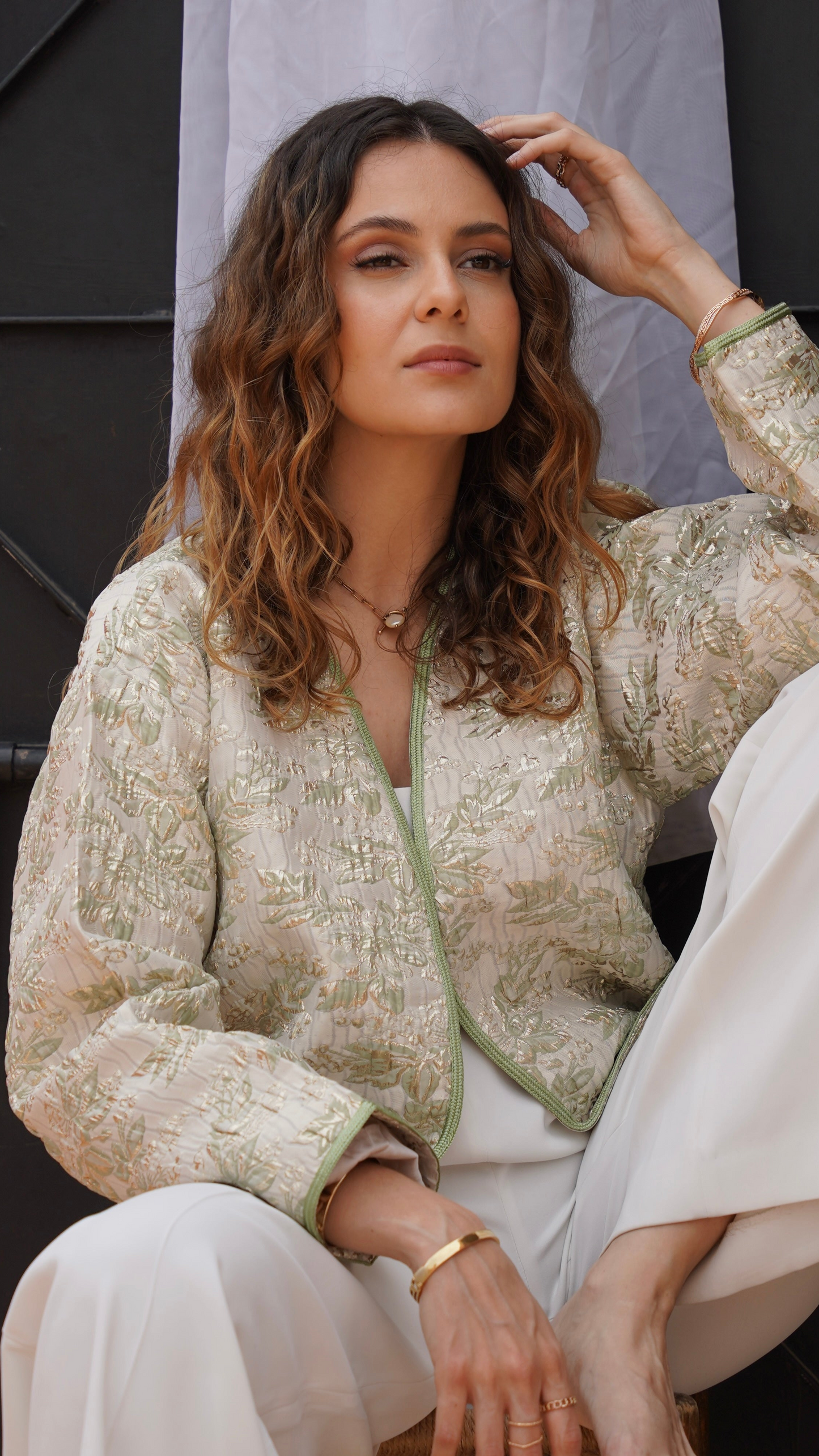Veste brocart vert