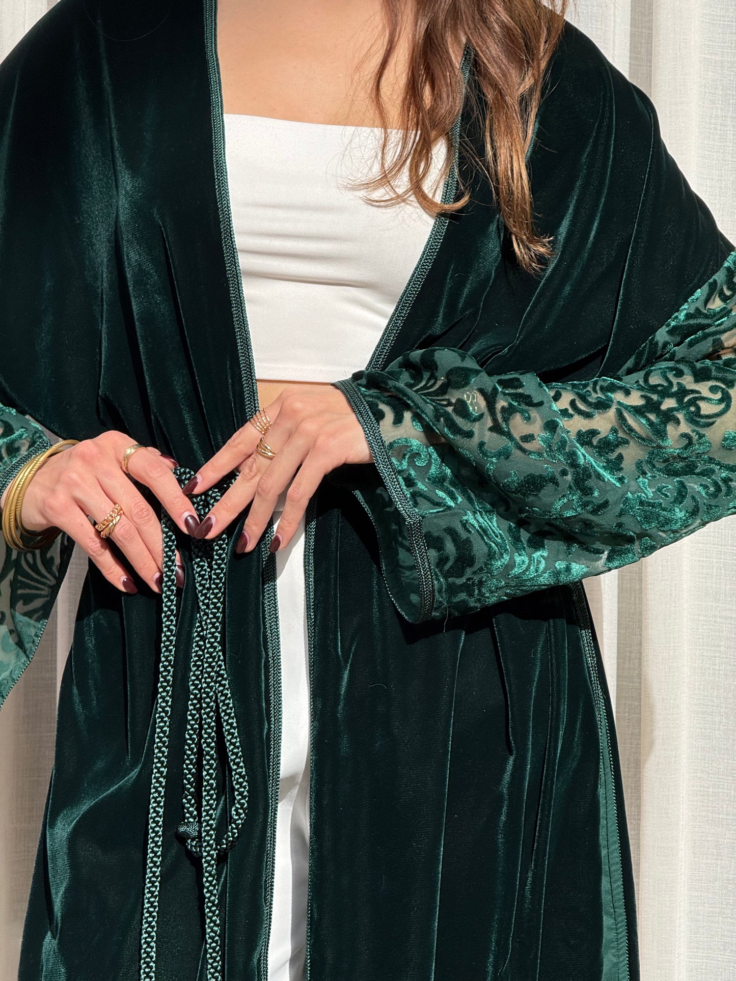 Kimono en Velours Emeraude avec Mejdoul